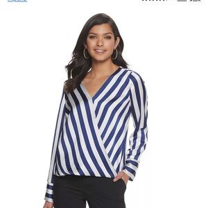 Women's Apt. 9® Wide Cuff Surplice Top Striped V-Neck Women's Top